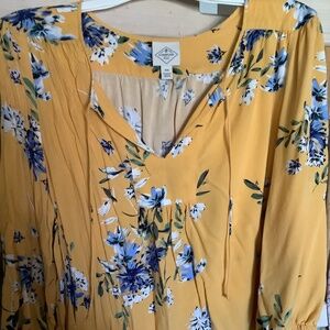 Yellow floral peasant blouse